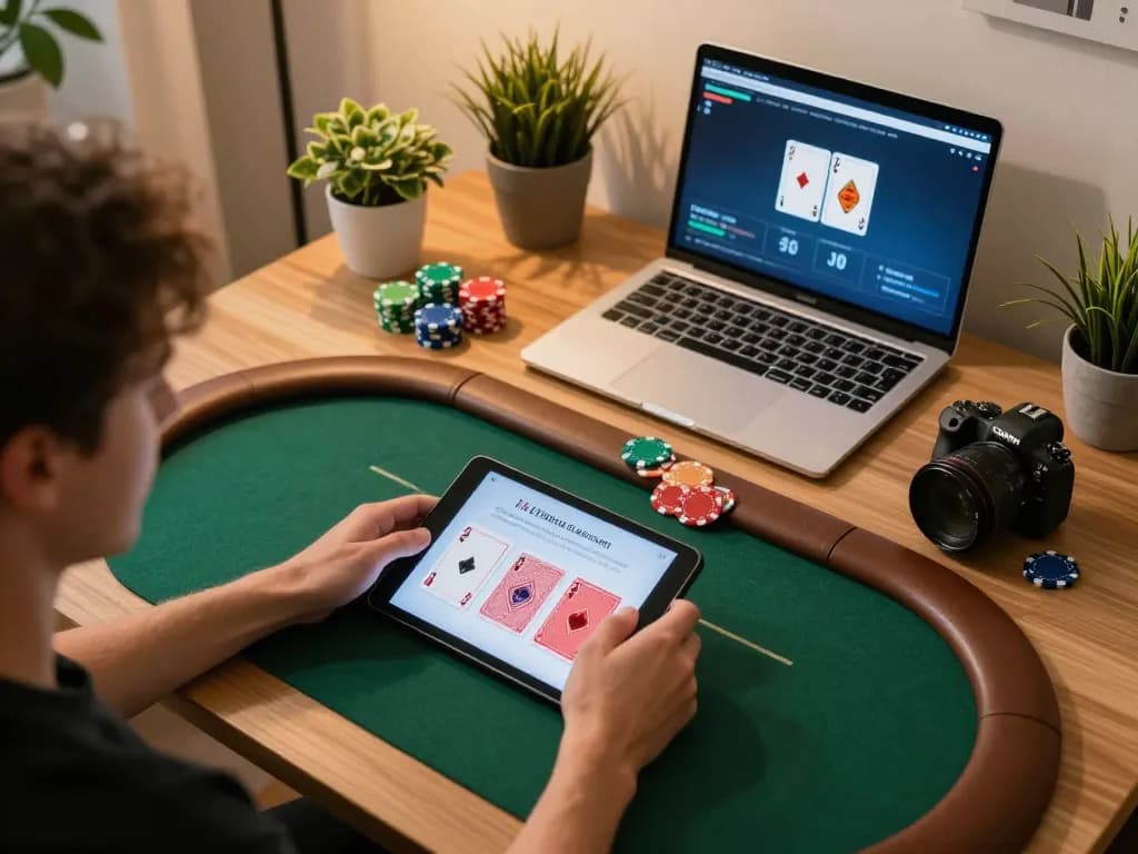 Experience intense gameplay on https://kjc365.com/ with a gamer immersed in online poker action