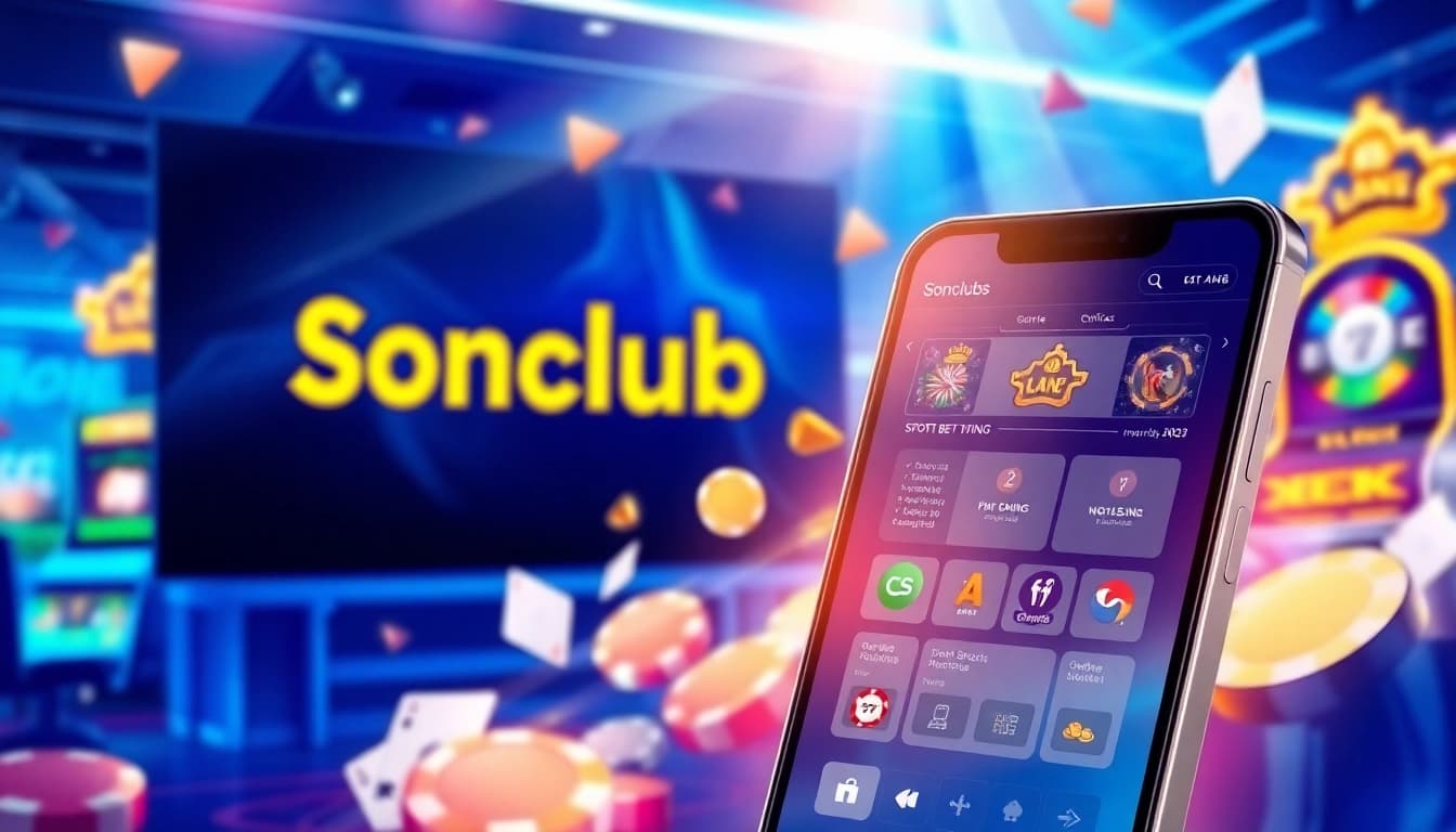 Explore the engaging Sonclub gaming portal at https://sonclub.baby/ with modern mobile app interface and vibrant gaming elements.