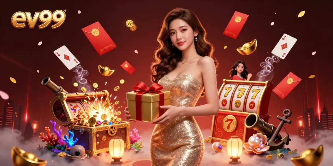 Experience thrilling wins at ev99 with vibrant casino elements and festive celebration.