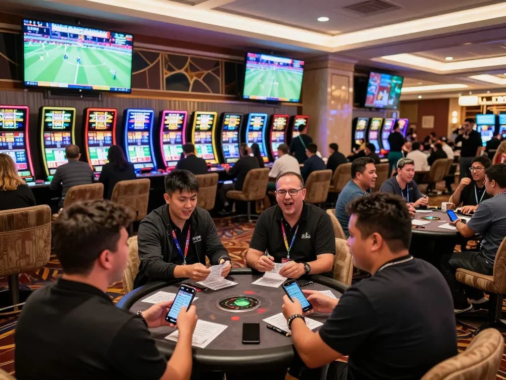 Betting enthusiasm at TA88 sports betting area with excited patrons engaging live events.