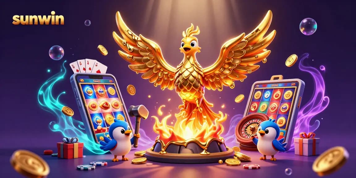 Experience top-tier entertainment at sunwin with a vibrant casino-themed illustration showcasing winning moments.