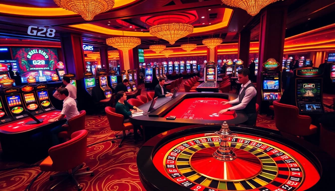 Experience the excitement of G28 through vibrant casino visuals and engaging gaming elements.