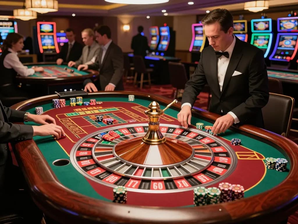 Players enjoying the thrilling roulette action at Ricbet casino table garnished with vibrant colors and excitement.