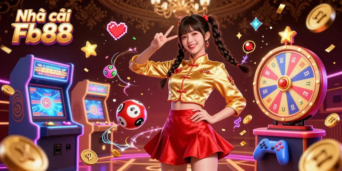 Experience the excitement with Nhà cái Fb88 in a vibrant casino scene filled with colorful gaming elements.