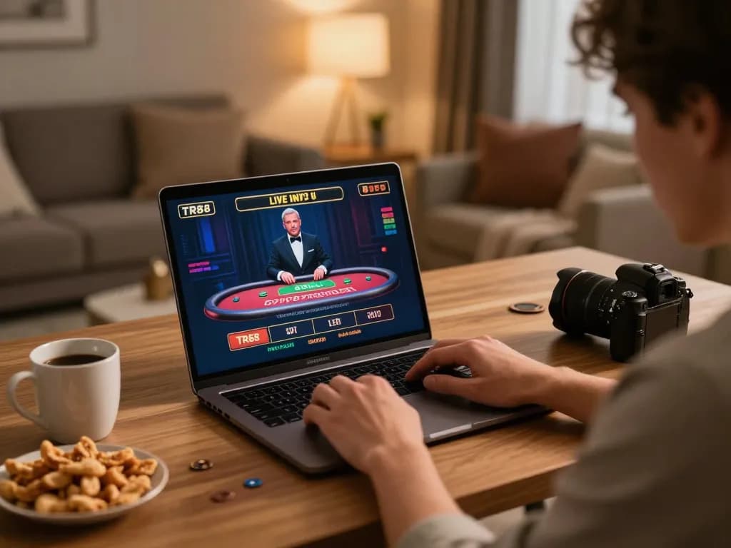 Engaging in live casino gaming at TR88 with excitement and focus.