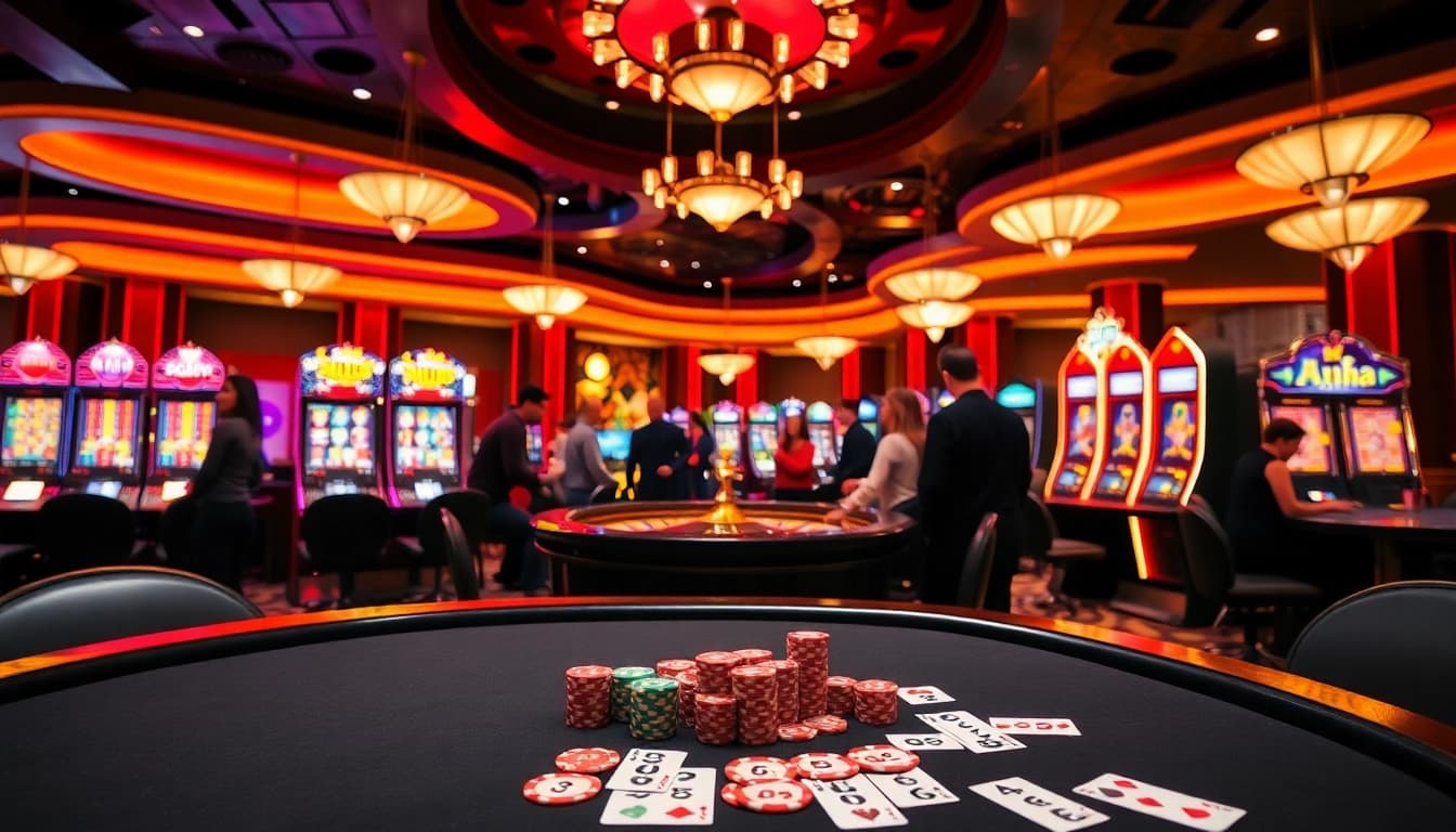 Experience thrilling gameplay at 8kbet with vibrant casino tables and engaging gamblers.