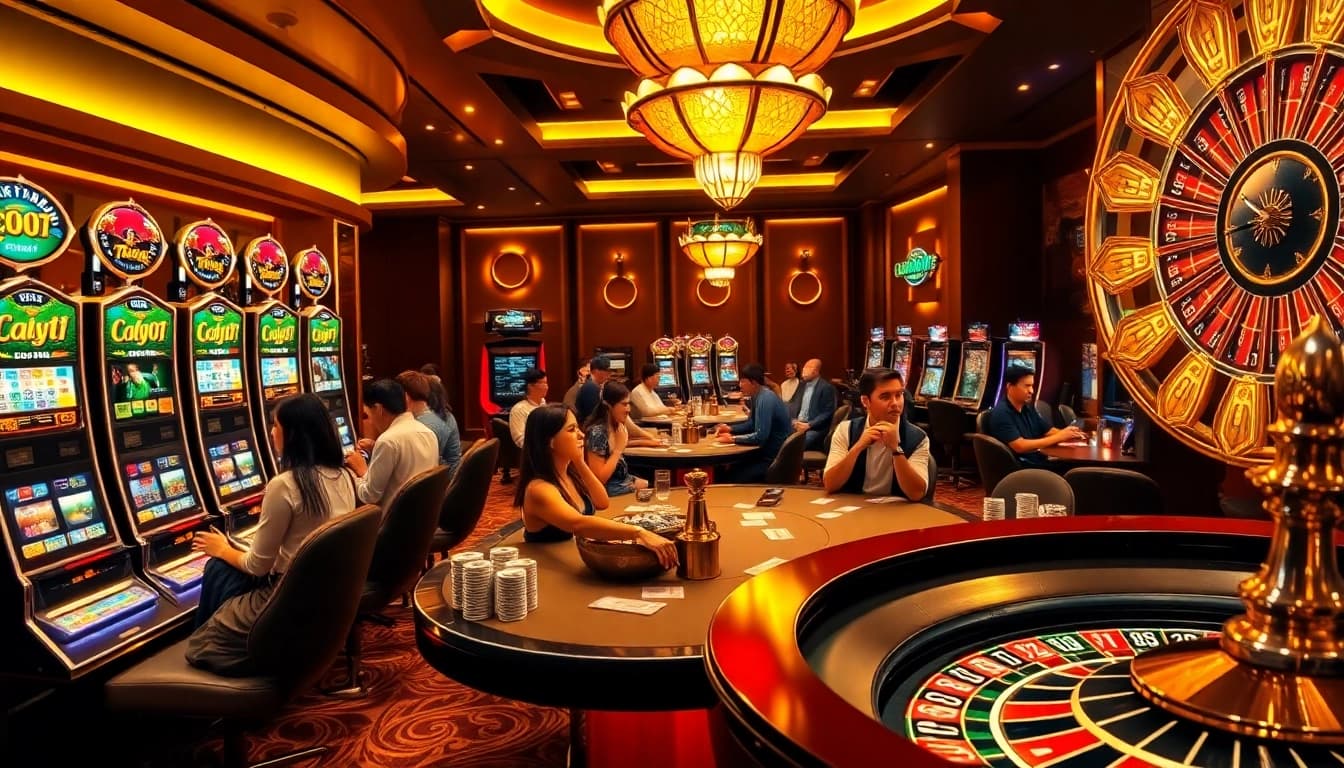 Players engaging in thrilling casino games at 'chotruyen' themed tables, showcasing excitement and strategy.