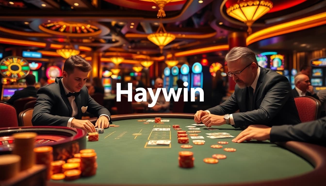 Experience high-stakes poker action at Haywin Casino, featuring intense gameplay and vibrant casino elements.