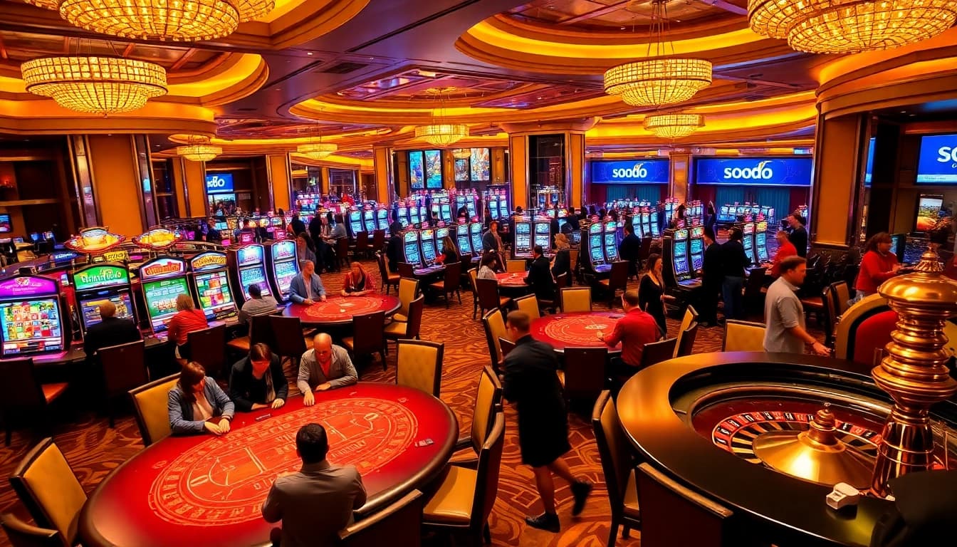Players enjoying a vibrant game at SODO CASINO, showcasing poker, slots, and roulette excitement.