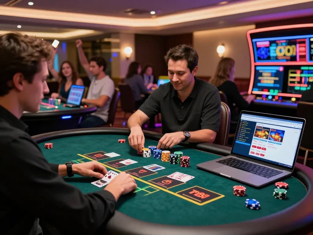 Exciting online gambling experience at TG88 with players engaging in live dealer games and vibrant atmosphere.