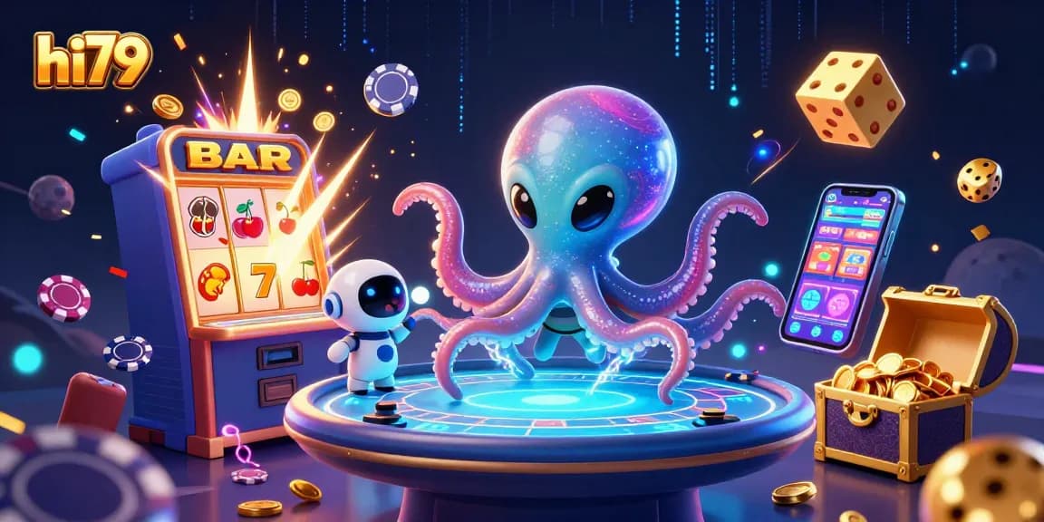 Experience thrilling gameplay with hi79's unique poker table featuring alien characters and cosmic casino elements.