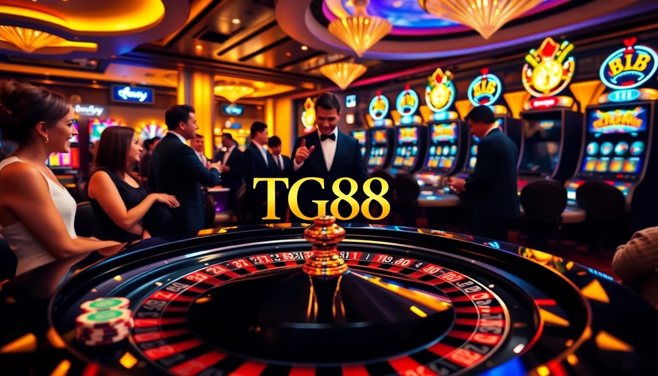 Experience the thrill at TG88 casino with vibrant roulette tables and poker action.