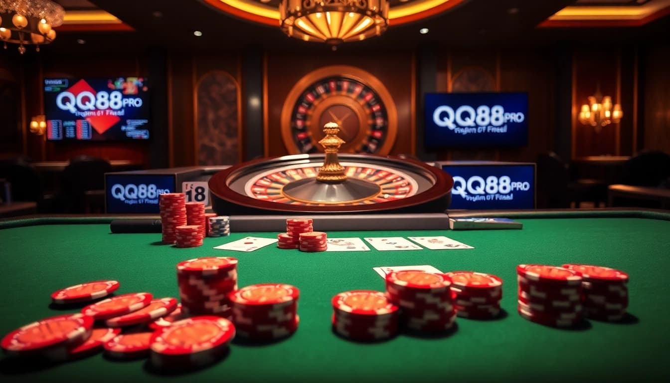 Experience thrilling gameplay at QQ88pro Vip casino with stunning poker and roulette action.