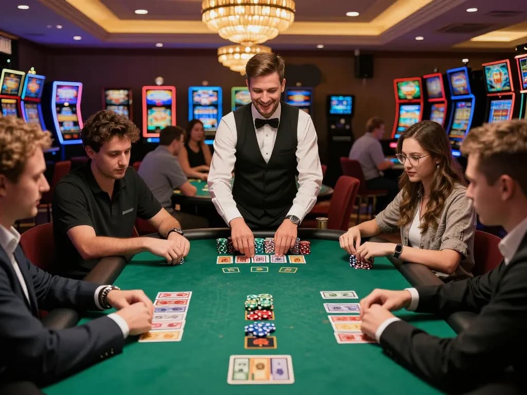 Players engaged in strategic gameplay at a lively blackjack table at 789 WIN casino