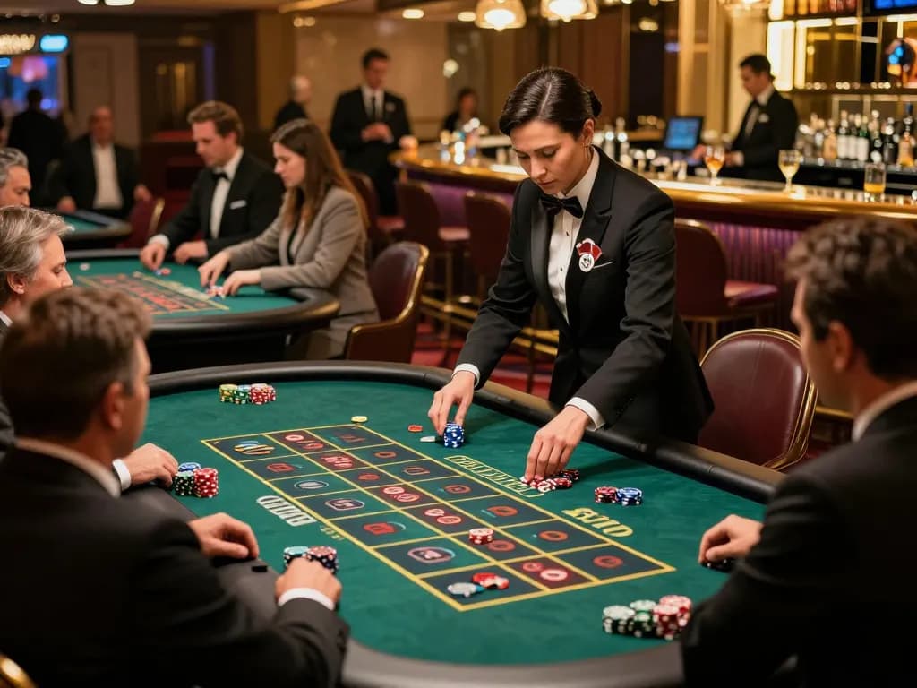 hitclub casino patrons placing strategic bets at roulette tables, vibrant atmosphere and luxury decor
