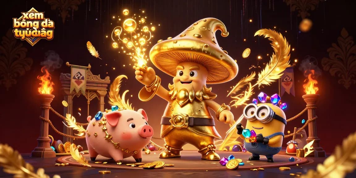 Experience xem bóng đá trực tiếp with our dynamic animated scene featuring magical elements and vibrant colors.