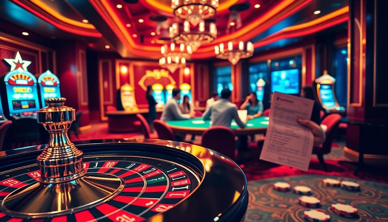 Experience the excitement of gambling at https://kjc365.com/ with vibrant casino visuals showcasing roulette and poker.