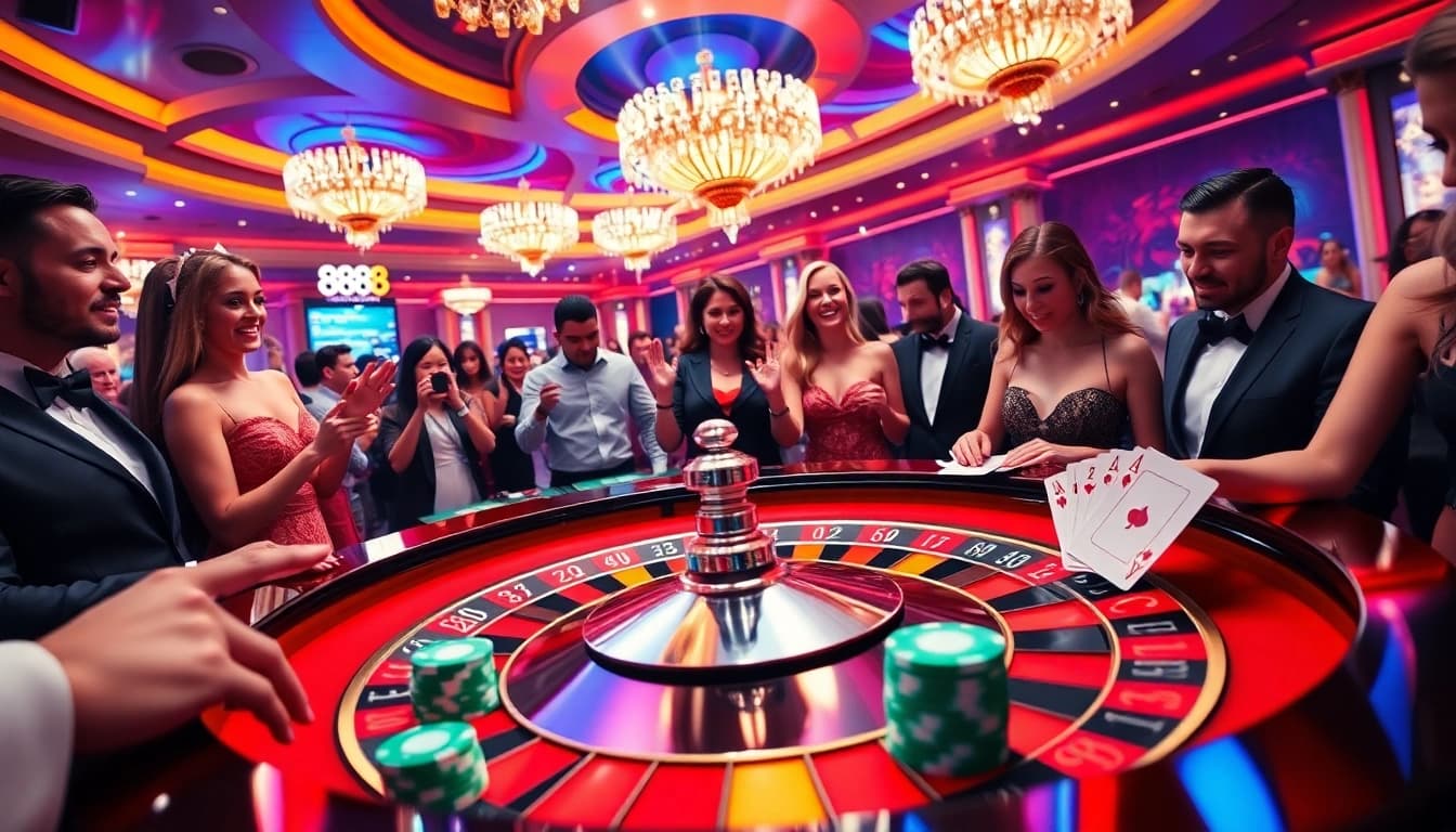 888b players enjoy a thrilling casino experience at a luxurious roulette table.