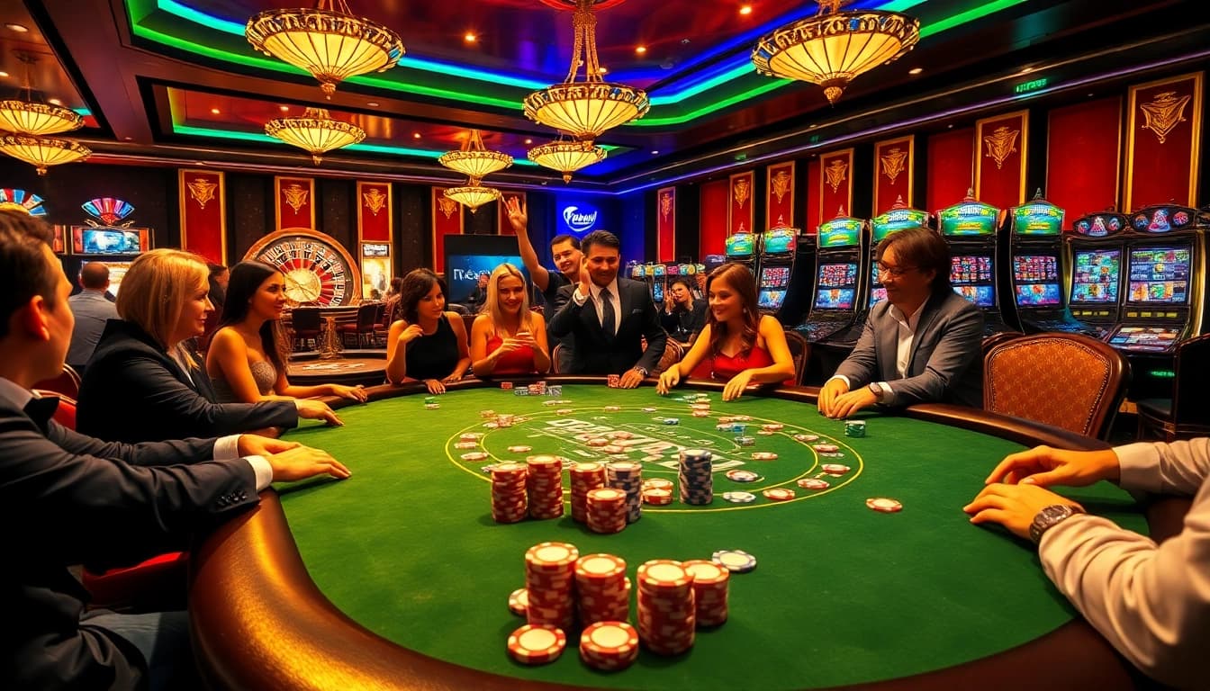 Experience the excitement of online gambling at https://188v.today/ with vibrant casino scenes and engaging poker tables.