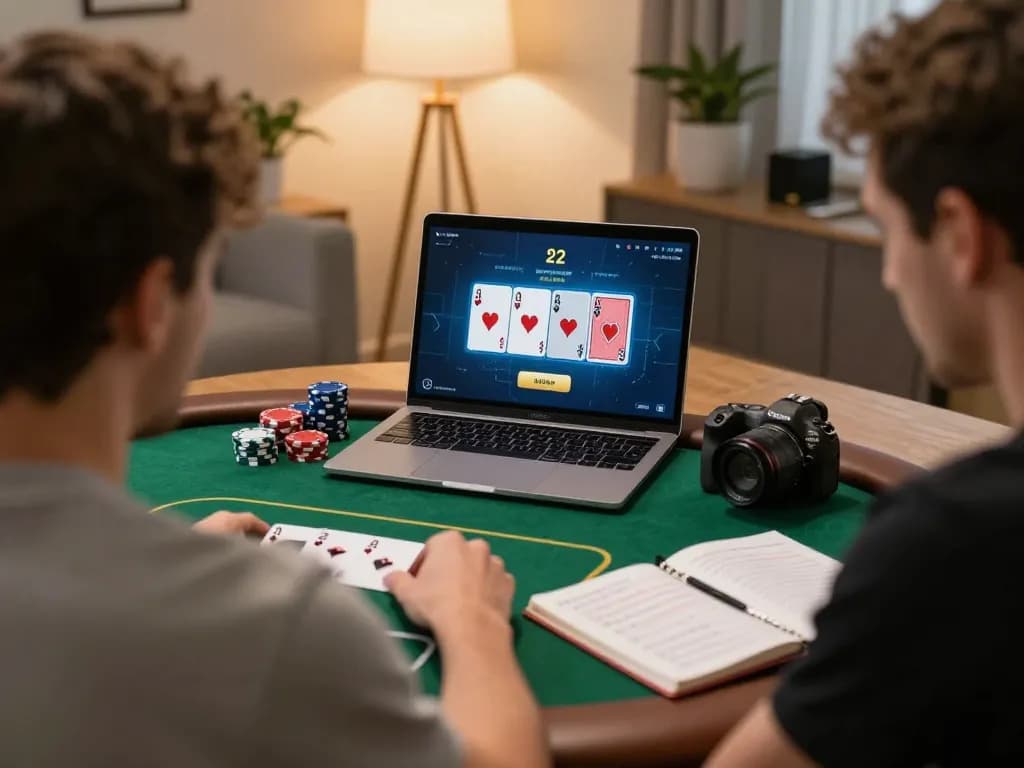 Player engaging in an intense online poker game at home showcasing their strategy on BL555 platform