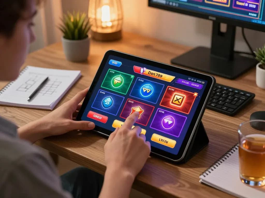 Play bet789 on a tablet while exploring various online casino games in a cozy home setting.