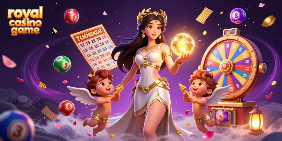 Experience the excitement of the royal casino game with vibrant lottery elements and dynamic characters in action