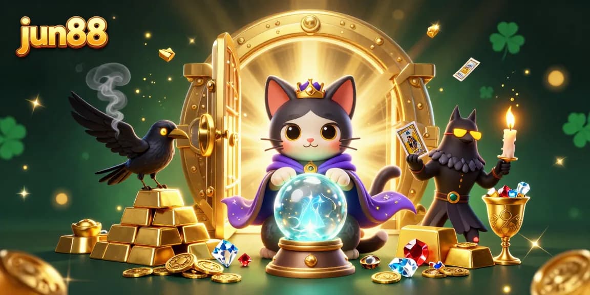 Experience the thrill of winning at jun88 with vibrant 3D casino characters and dazzling treasures.