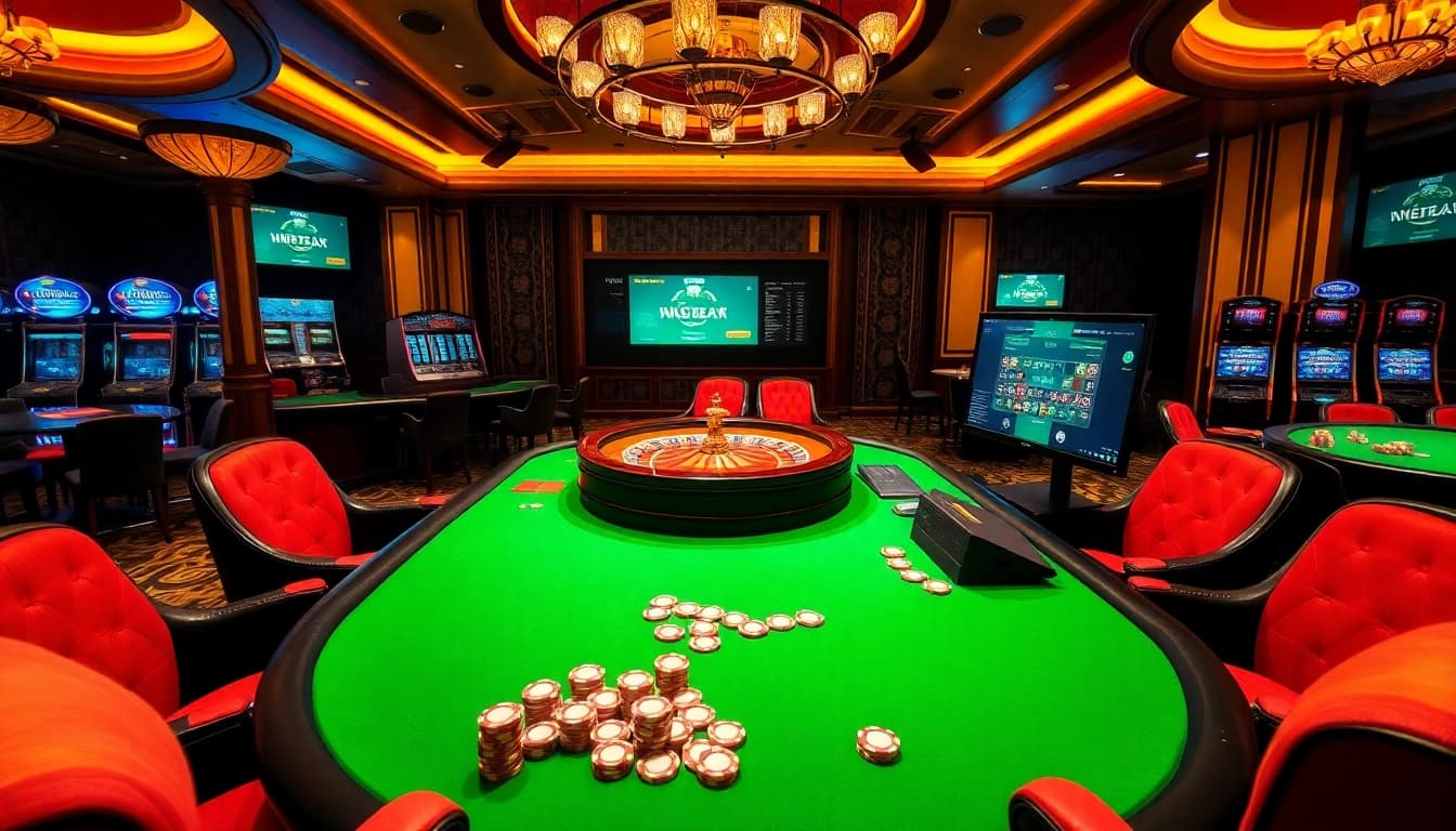 Players engaging at Nhà cái TG88 casino table amidst a luxurious atmosphere.