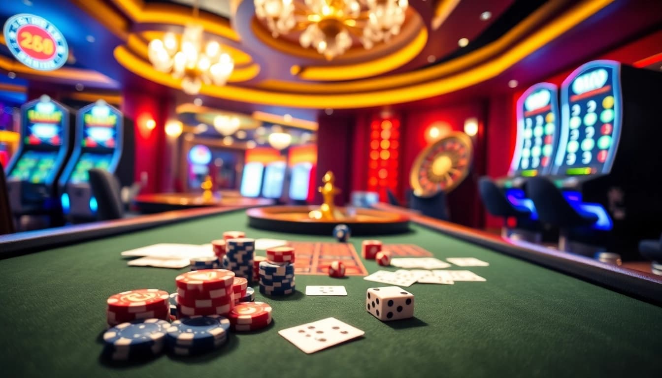Experience the thrilling world of online gambling at Open88 with vibrant casino visuals.
