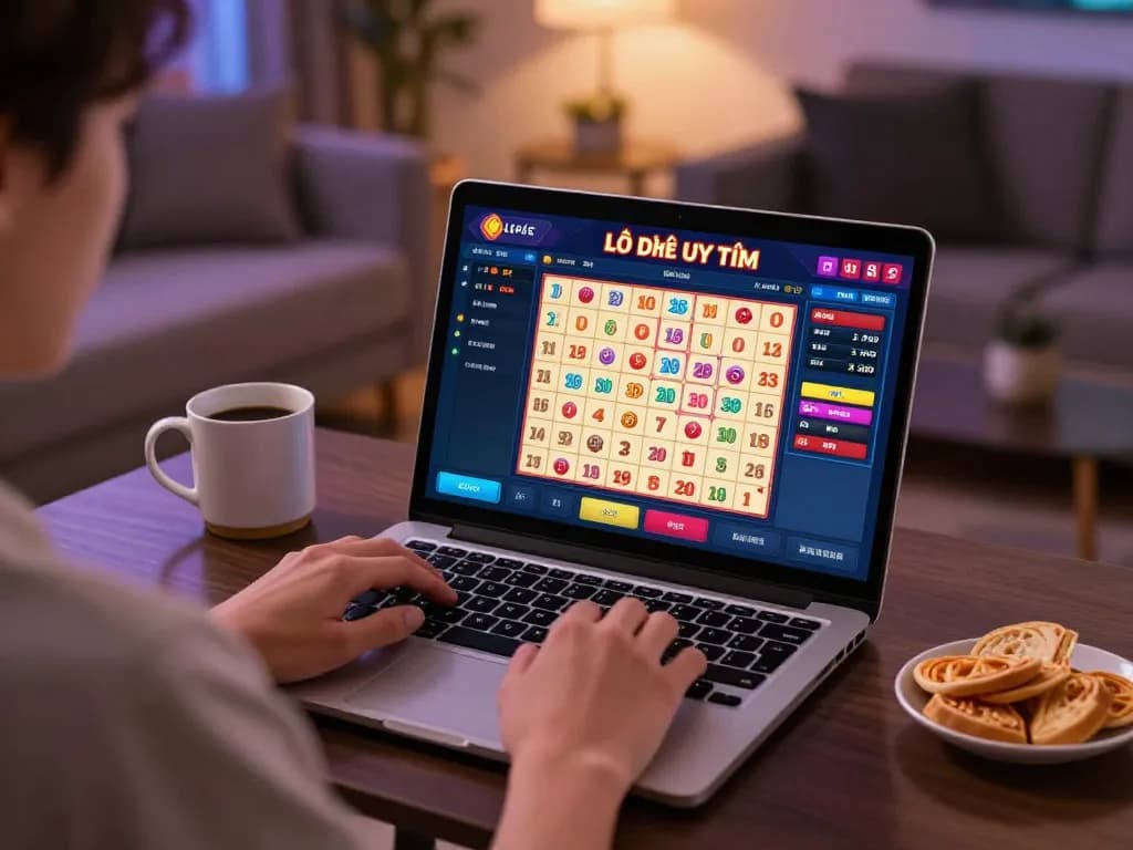 Lô Đề Uy Tín online betting interface on laptop, showcasing strategic gameplay at home