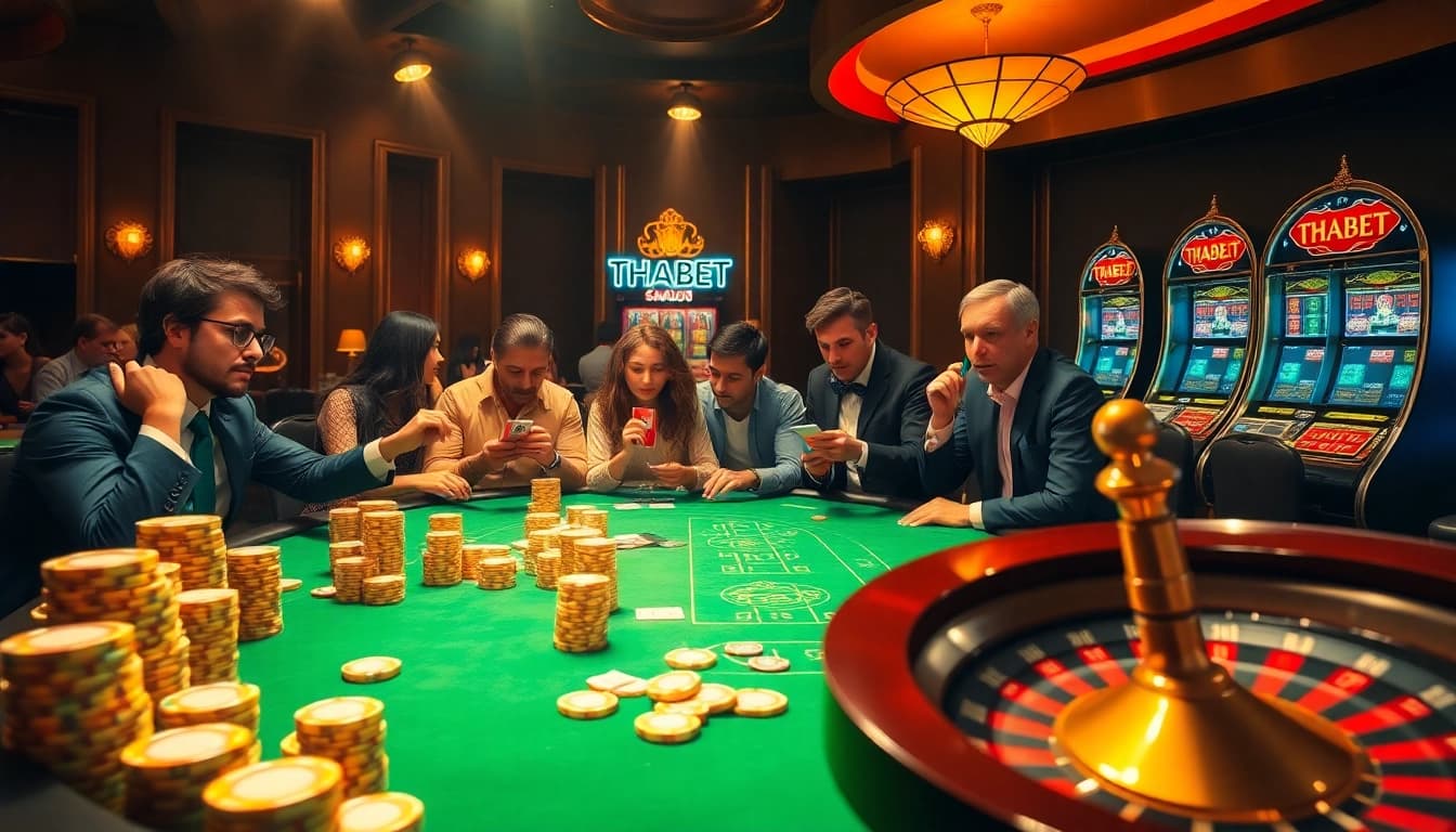 Experience the thrill of gaming at https://thabet.baby/ with captivating casino scenes showcasing excitement.