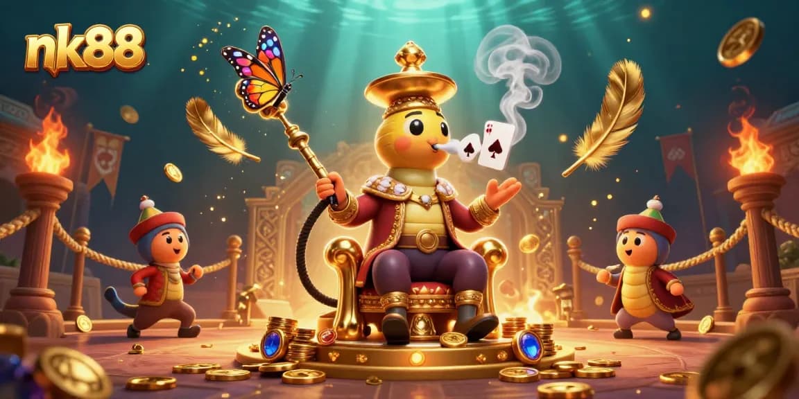 Join nk88's exciting online casino experience with vibrant visuals and dynamic game elements featured in a captivating illustration.