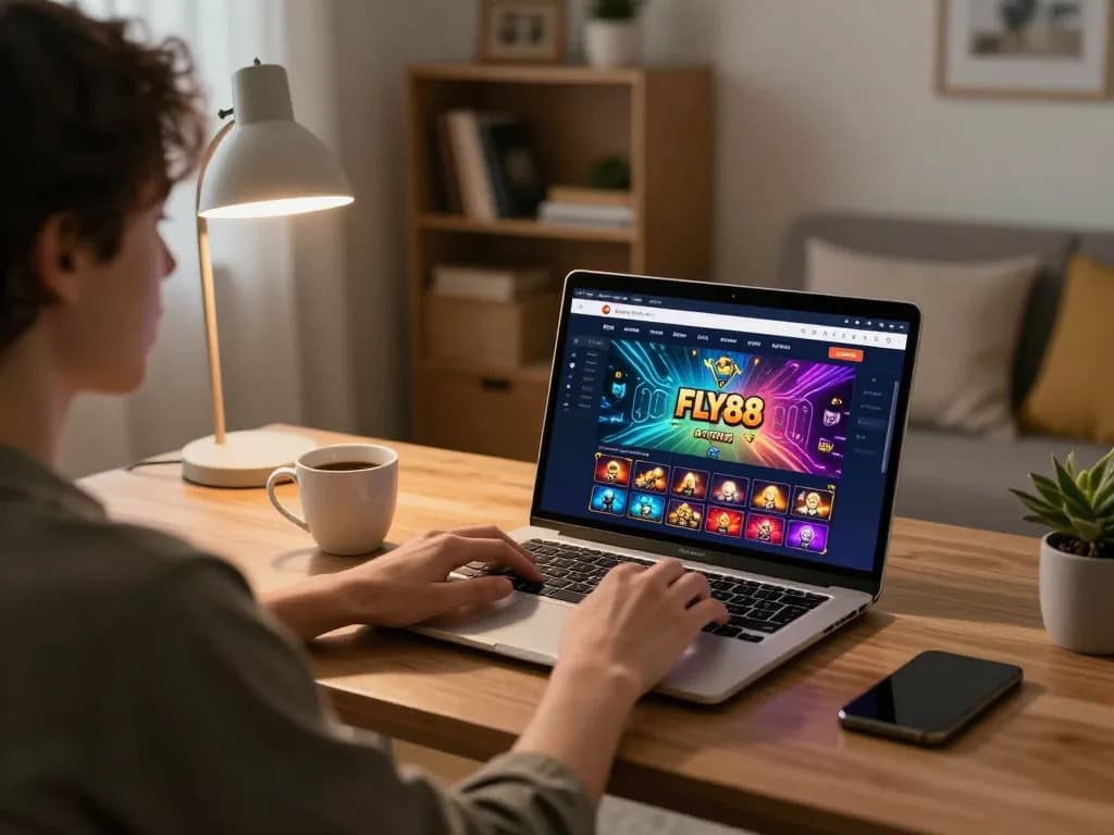 Experience FLY88 online gaming with a cozy setup and engaging atmosphere.