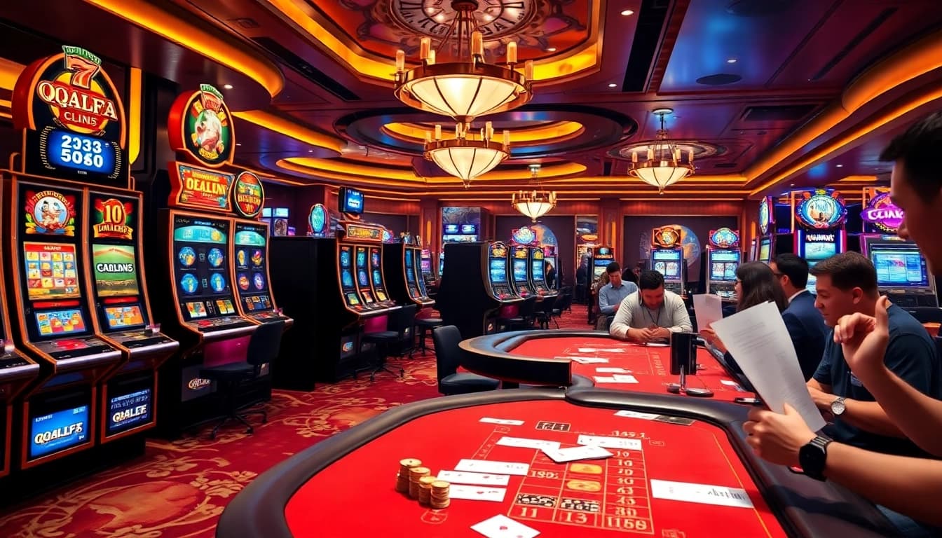 Experience thrilling gameplay at QQALFA's vibrant casino, featuring dynamic slot machines and tables.