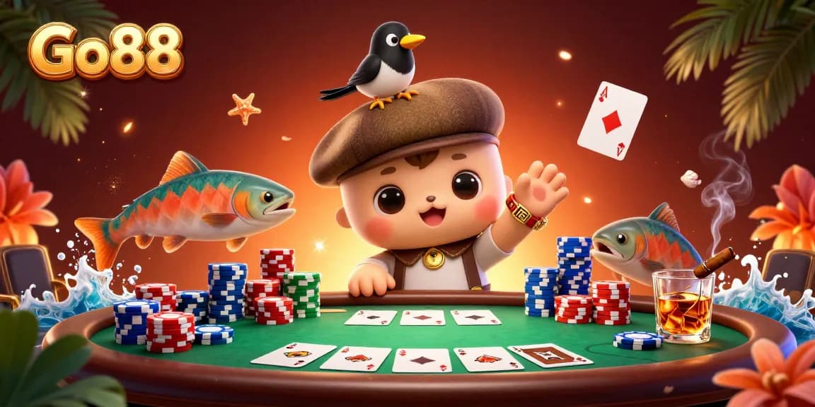 Join the interactive gaming fun at Go88 with colorful characters and vibrant casino elements.