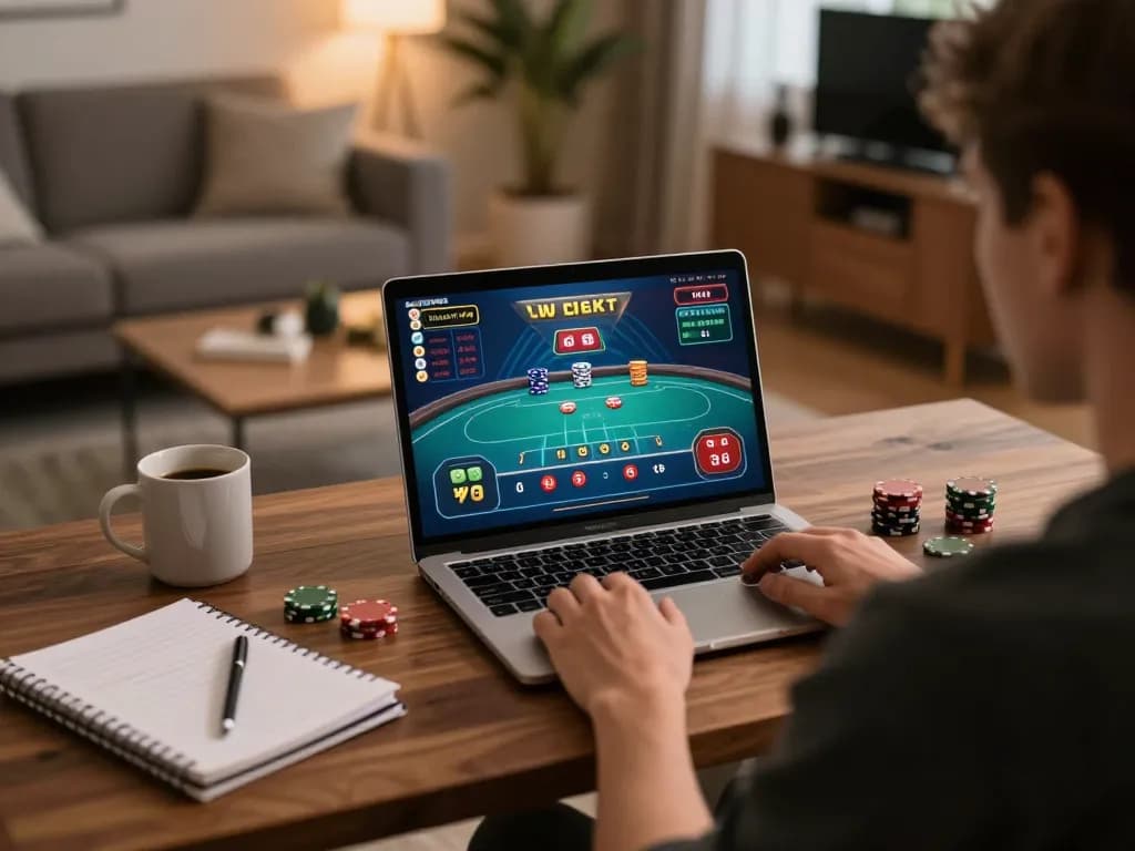 Engaging in a live dealer game on 13win com in a cozy home environment