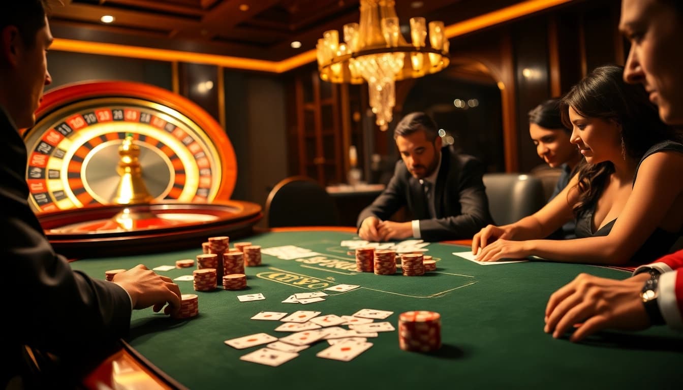 Experience high-stakes gaming at Okfun's luxurious casino tables and poker games.