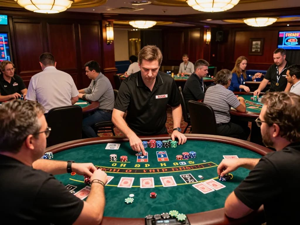 Players experiencing exciting gameplay with OPEN88 at casino tables, showcasing vibrant chips and cards in action