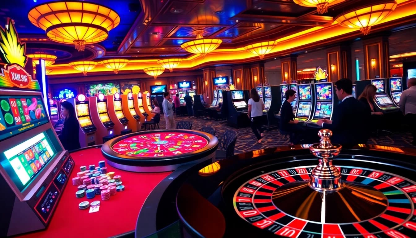 Engaging online gambling scene showcasing xoso66 casino excitement with vibrant visuals and players.