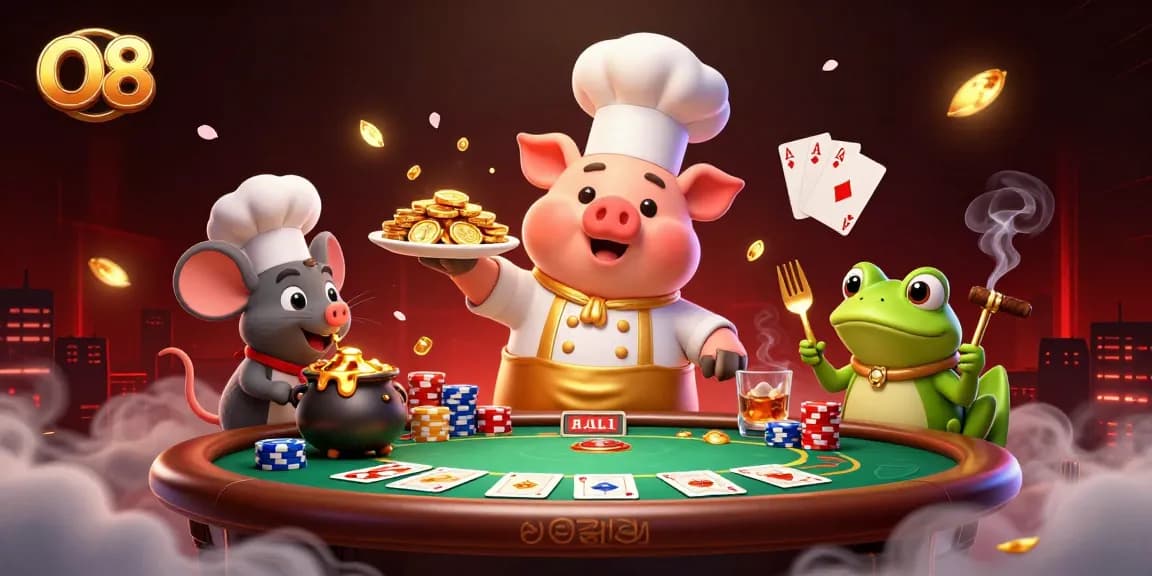 Experience thrilling wins with O8 at this vibrant online casino scene featuring poker elements.