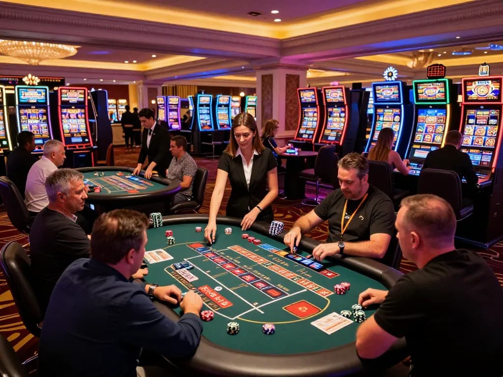 Players at Sin88 roulette tables engaging in strategic bets amidst vibrant casino lights.