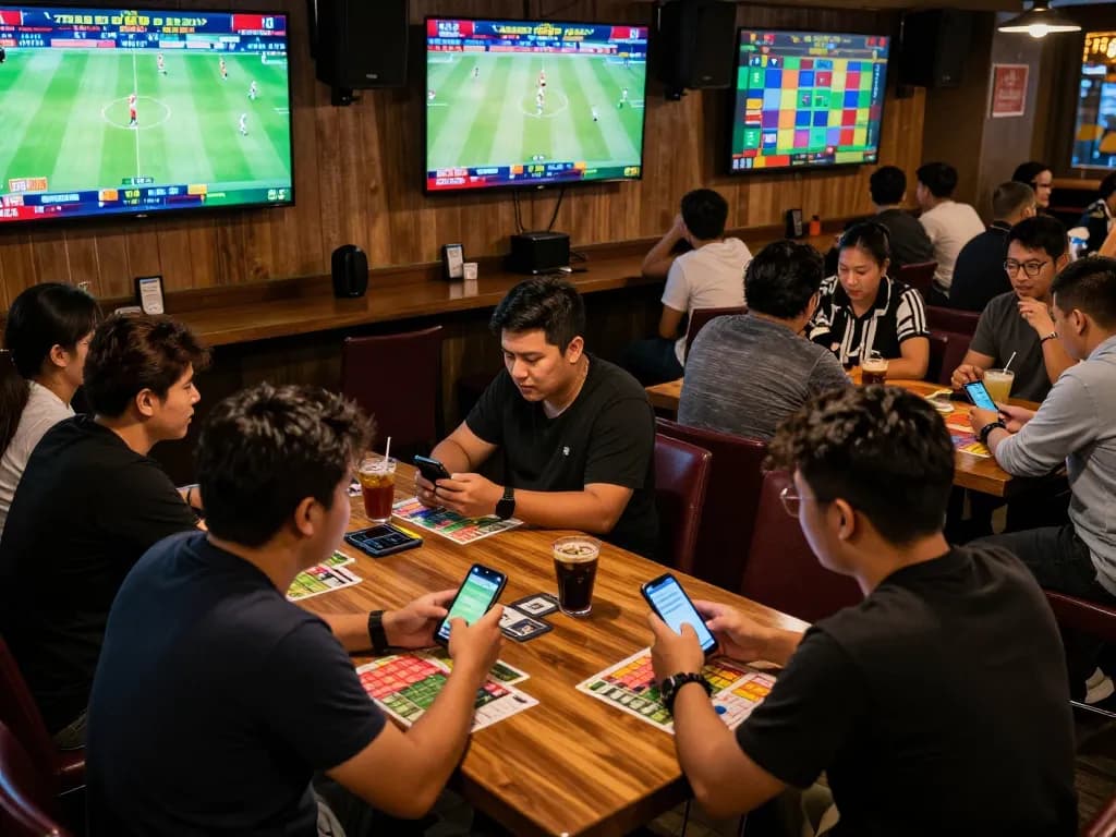KÈO TRỰC TUYẾN captivates fans with live sports betting excitement in a vibrant bar setting.