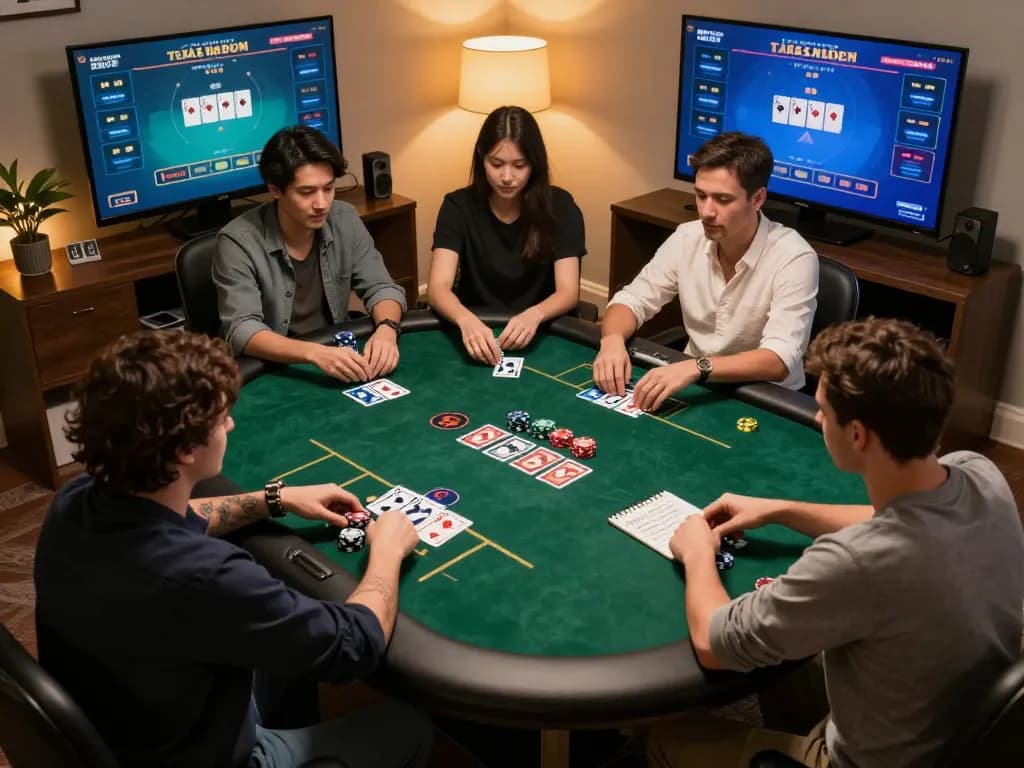 No-frills poker strategy session on trang chủ 79king showcasing players mastering Texas Hold'em strategies.