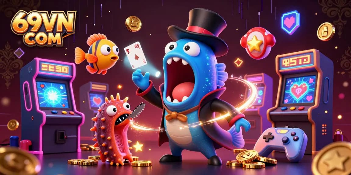 Engaging gameplay at 69VN COM featuring unique deep-sea characters in a vibrant casino setting.