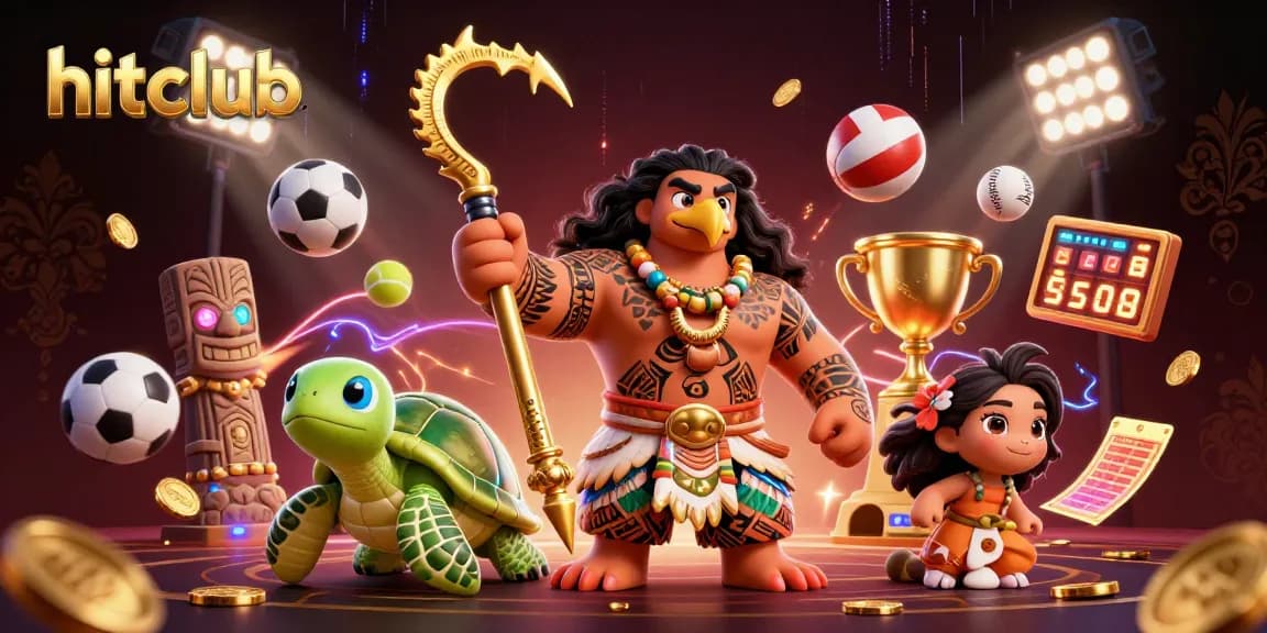 Hitclub showcases thrilling gaming energy with vibrant characters and sports elements in a captivating scene.