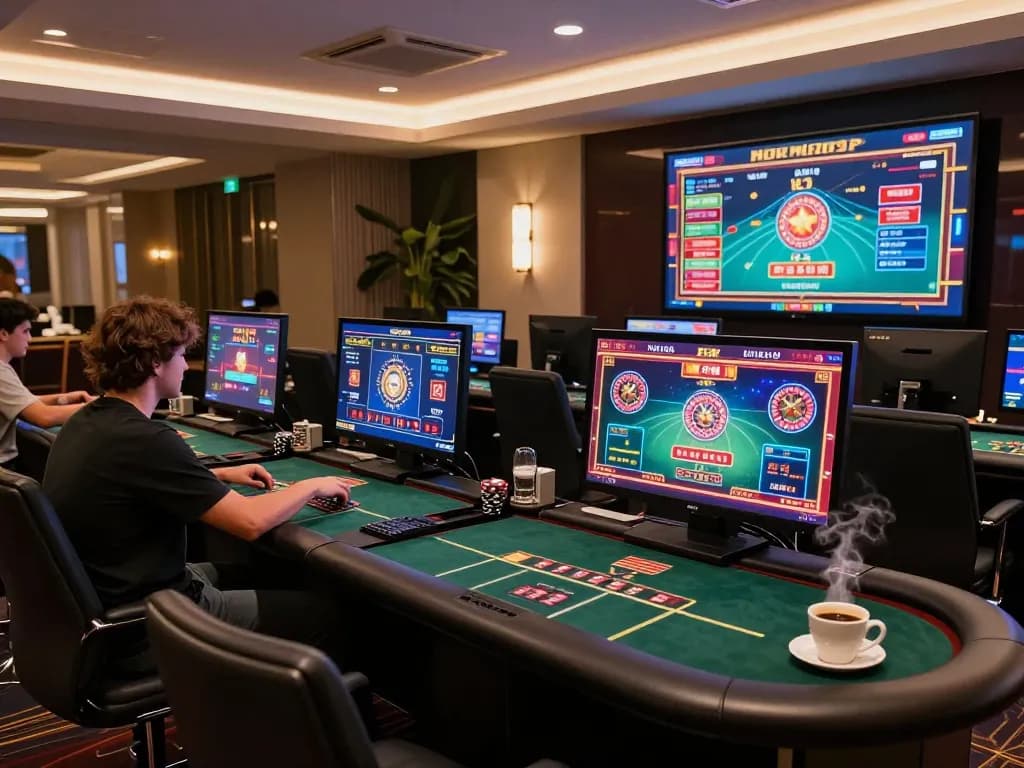 Engaging in online gambling on multiple screens, showcasing exciting casino games at itwshow.