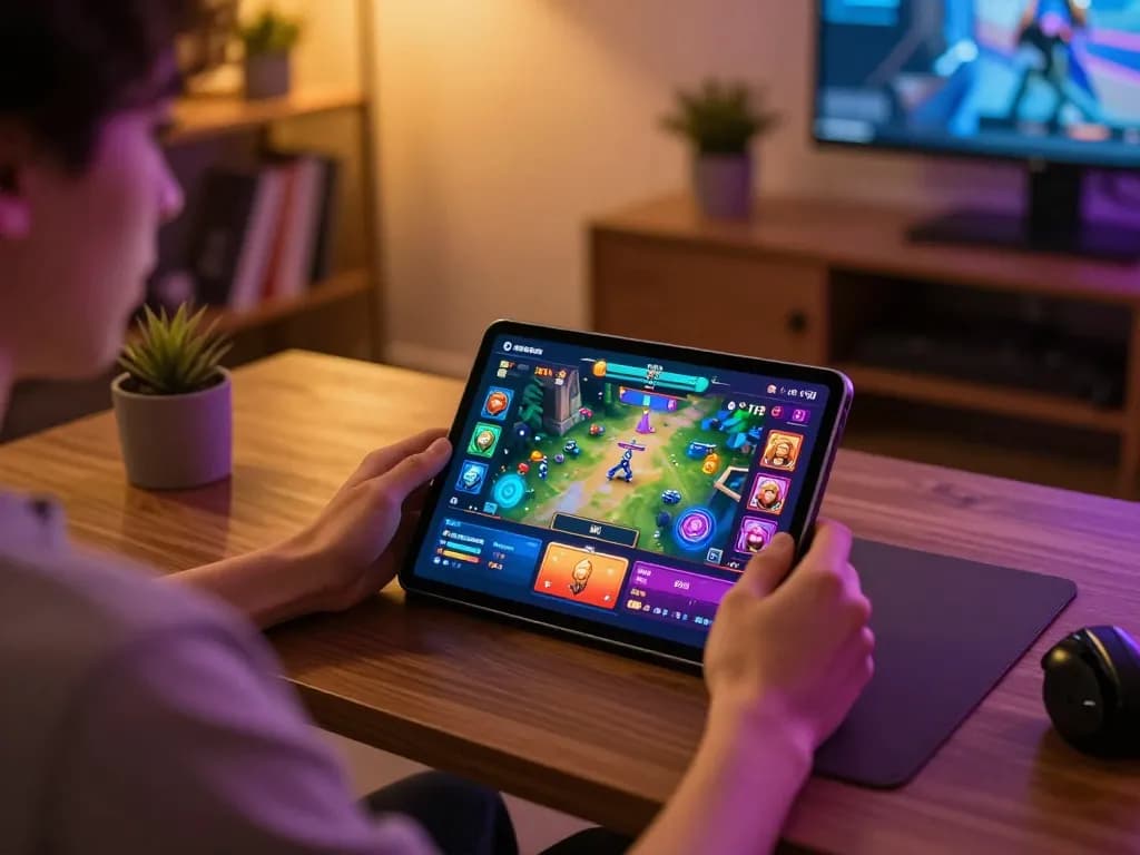 Engage with a cổng game uy tín through mobile gambling gameplay on a tablet with vibrant graphics