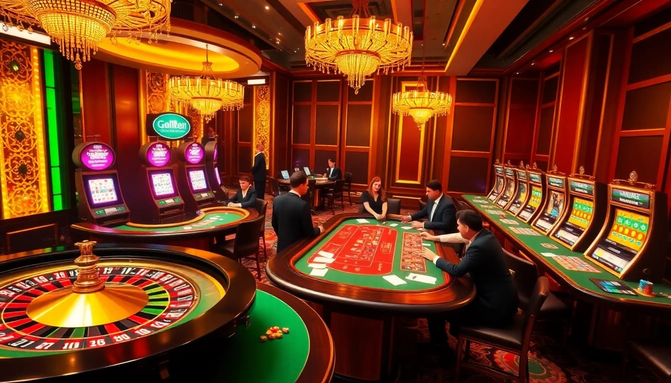 Experience the excitement of casino gaming at https://mm88.agency/ with dealers at the poker table and spinning roulette wheel.