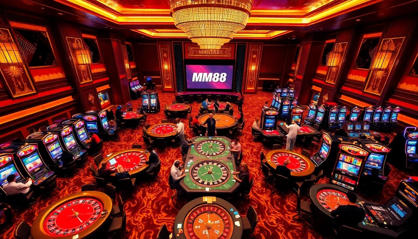 Players engaging at MM88 casino tables with exciting games and winning opportunities