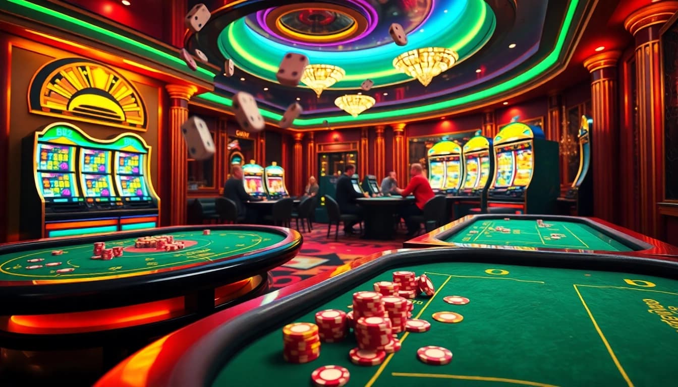 B52 gaming room showcasing vibrant casino games and thrilling gambling activities.